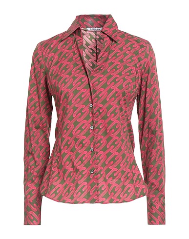 CALIBAN Patterned shirts & blouses Military green 97% Cotton, 3% Elastane