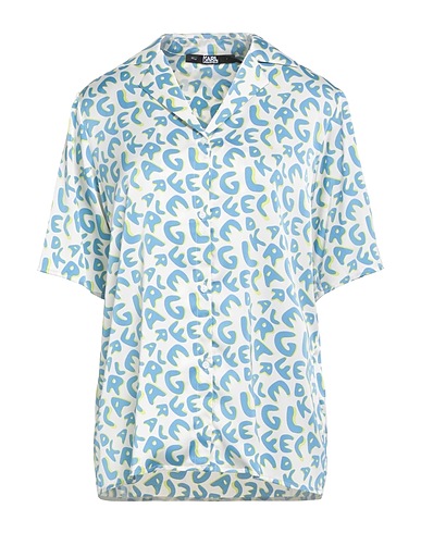 KARL LAGERFELD Patterned shirts & blouses White 96% Polyester, 4% Elastane