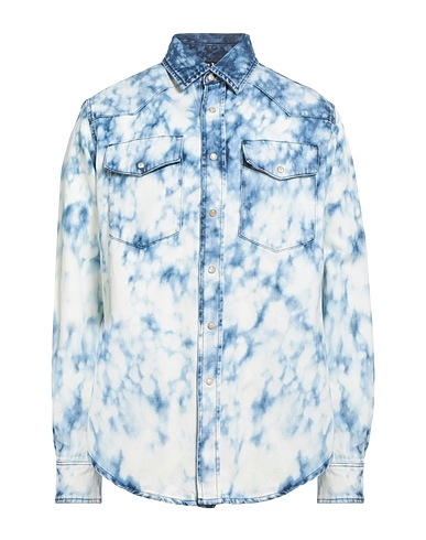 PALM ANGELS Denim shirt Blue 67% Cotton, 33% Linen, Leather