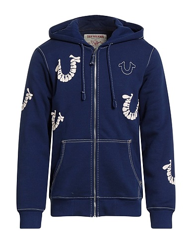 TRUE RELIGION Hooded track jacket  Navy blue 80% Cotton, 20% Polyester