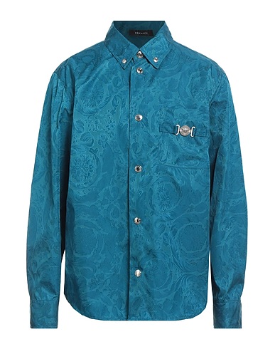 VERSACE Patterned shirt Deep teal 100% Polyamide