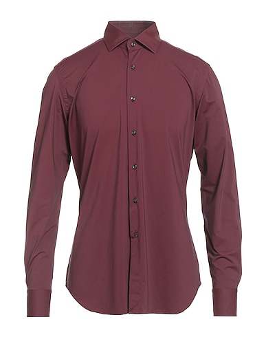 XACUS Solid colour shirt Burgundy 86% Polyamide, 14% Elastane
