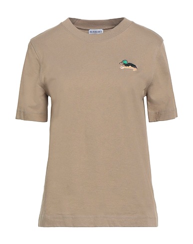BURBERRY Basic T-Shirt Khaki 100% Cotton, Elastane