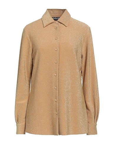 CHIARA BONI LA PETITE ROBE Solid colour shirts & blouses Gold 48% Polyester, 27% Viscose, 10% Polyamide, 10% Metallic Polyester, 5% Elastane