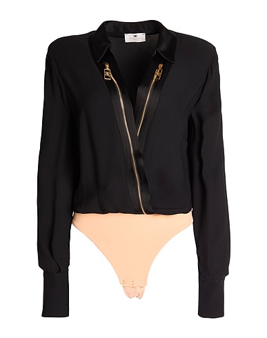 ELISABETTA FRANCHI TOPWEAR Black 100% Viscose, Acetate, Polyamide, Elastane