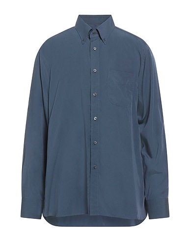 TOM FORD Solid colour shirt Navy blue 74% Lyocell, 26% Silk