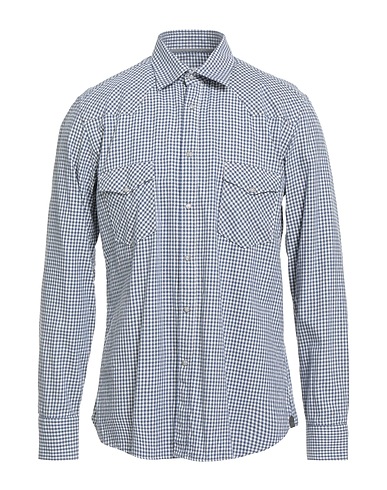 TINTORIA MATTEI 954 Camicia a quadri Avio 100% Cotone