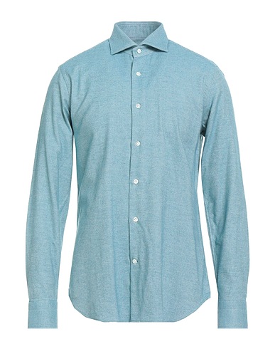 GUGLIELMINOTTI Einfarbiges Hemd Aquamarin 100% Baumwolle