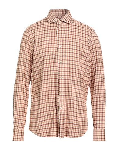ALESSANDRO GHERARDI Checked shirt Beige 61% Cotton, 39% Tencel™