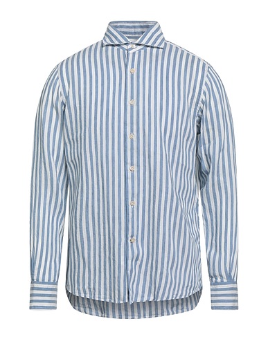 ALESSANDRO GHERARDI Striped shirt Sky blue 66% Wool, 34% Lyocell