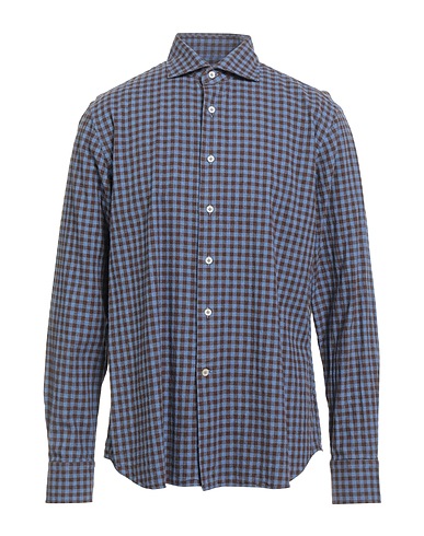 ALESSANDRO GHERARDI チェック柄シャツ ブルーグレー コットン 100%