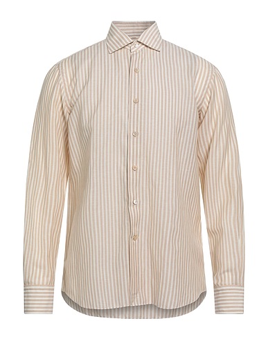 ALESSANDRO GHERARDI Striped shirt Beige 53% Virgin Wool, 47% Linen