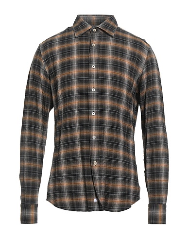 ALESSANDRO GHERARDI Checked shirt Black 98% Cotton, 2% Elastane
