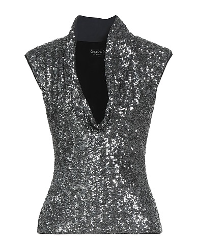CHIARA BONI LA PETITE ROBE Top Gunmetal 100% Polyester, Polyamide, Elastane