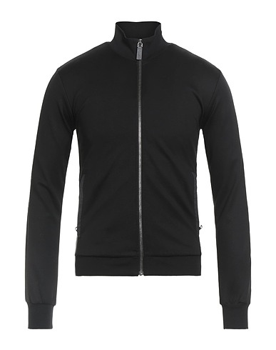 DOLCE&GABBANA Sweatshirt Black 85% Cotton, 9% Polyamide, 6% Virgin Wool, Calfskin, Cow leather