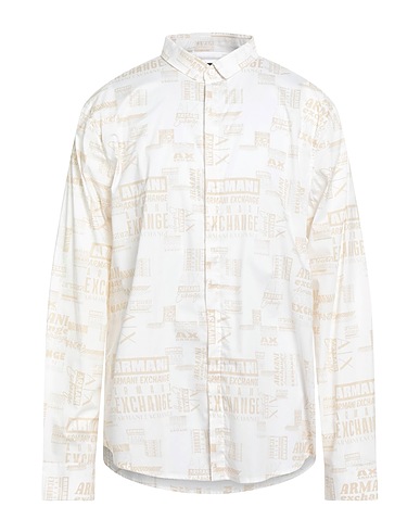 ARMANI EXCHANGE Patterned shirt White 97% Cotton, 3% Elastane