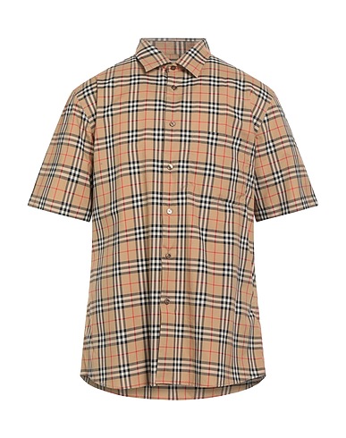 BURBERRY Patterned shirt Camel 100% Cotton