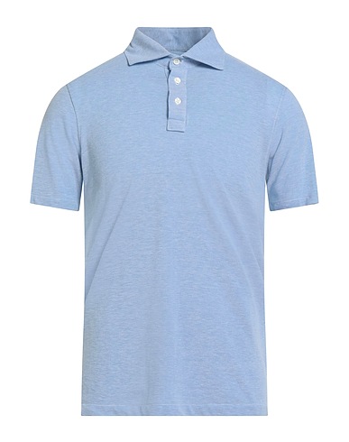 LUIGI BORRELLI NAPOLI Polo shirt Azure 100% Cotton