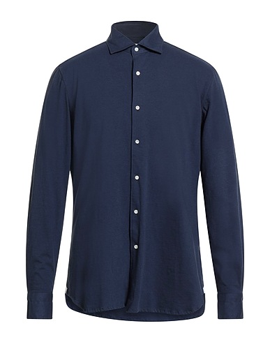 LUIGI BORRELLI NAPOLI Solid color shirt Navy 100% Cotton