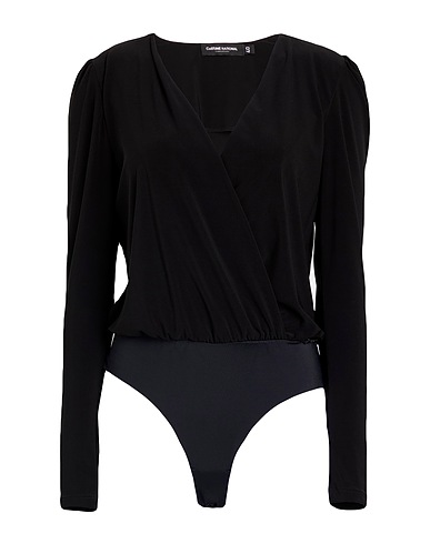 COSTUME NATIONAL TOPS & TEES Black 90% Polyester, 10% Elastane