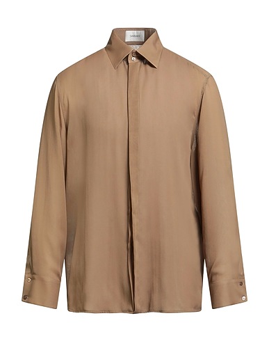 SAINT LAURENT Solid colour shirt Sand 100% Silk