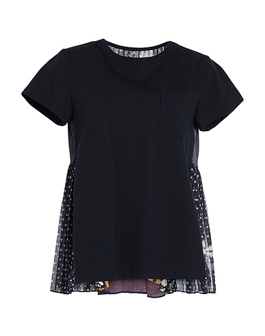 SACAI T-Shirt Schwarz 100% Baumwolle, Polyester