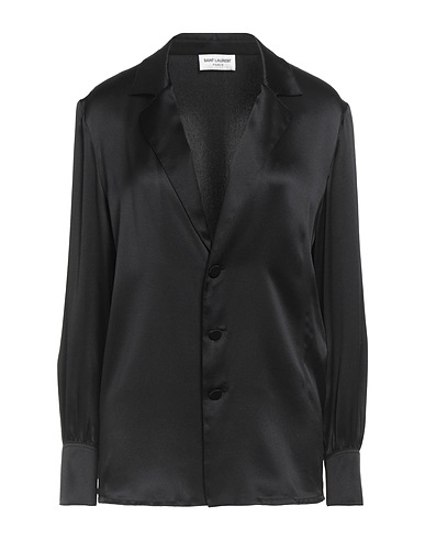 SAINT LAURENT Solid color shirts & blouses NERO 100% Silk