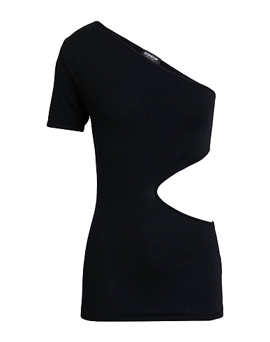DONDUP One-shoulder top Black 65% Viscose, 35% Polyamide