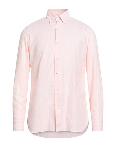 LUIGI BORRELLI NAPOLI Striped shirt Salmon pink 100% Cotton