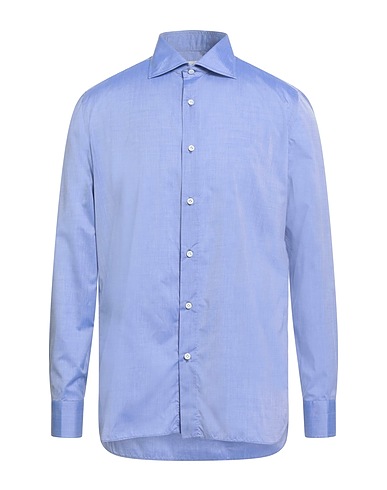 LUIGI BORRELLI NAPOLI Solid colour shirt Blue 100% Cotton