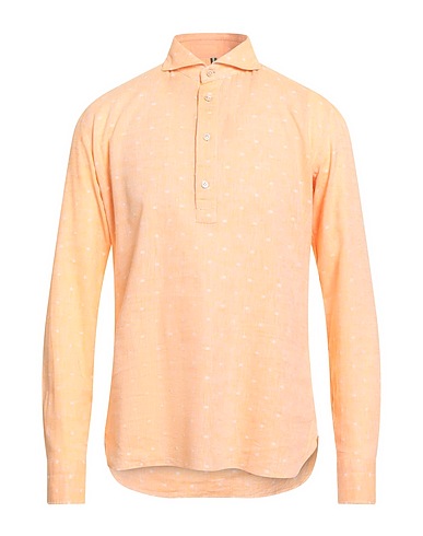 LUIGI BORRELLI NAPOLI Linen shirt Apricot 50% Linen, 50% Cotton