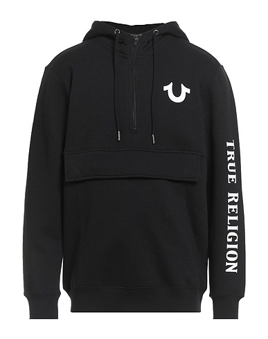 TRUE RELIGION Hooded track jacket  Black 65% Cotton, 35% Polyester