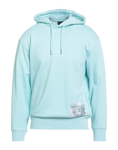 ARMANI EXCHANGE Hooded sweatshirt Sky blue 100% Cotton, Elastane