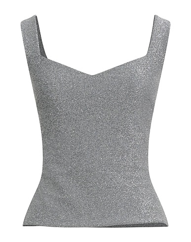 CHIARA BONI LA PETITE ROBE Top Silver 48% Polyester, 27% Viscose, 10% Polyamide, 10% Metallic Polyester, 5% Elastane