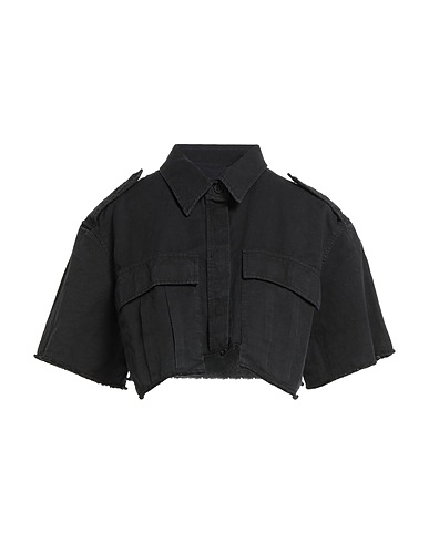 HERON PRESTON Solid color shirts & blouses Black 80% Cotton, 20% Linen