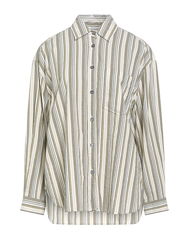 POMANDÈRE Striped shirt Military green 100% Cotton