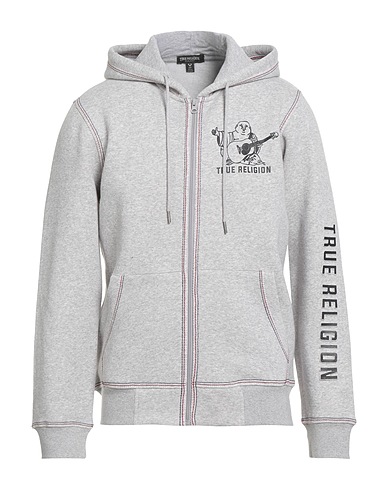 TRUE RELIGION Hooded track jacket  Light grey 65% Cotton, 35% Polyester
