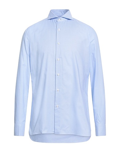 LUIGI BORRELLI NAPOLI Camicia fantasia Celeste 100% Cotone