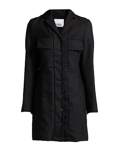 ERIKA CAVALLINI Shirt dress Black 55% Polyester, 43% Wool, 2% Elastane