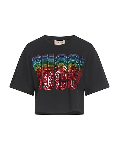 GUCCI Кроп-топ Чёрный 100% Хлопок, Полиэстер