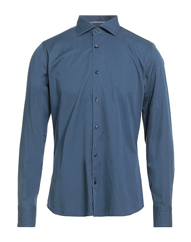 TINTORIA MATTEI 954 Solid color shirt Slate blue 100% Cotton