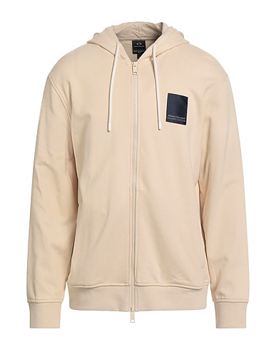 ARMANI EXCHANGE Hooded track jacket  Cream 100% Cotton, Elastane