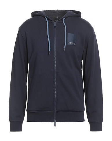 ARMANI EXCHANGE Hooded track jacket  Midnight blue 100% Cotton, Elastane