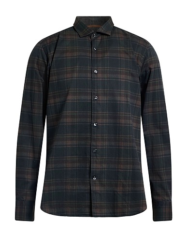 TINTORIA MATTEI 954 Camicia a quadri Verde scuro 100% Cotone