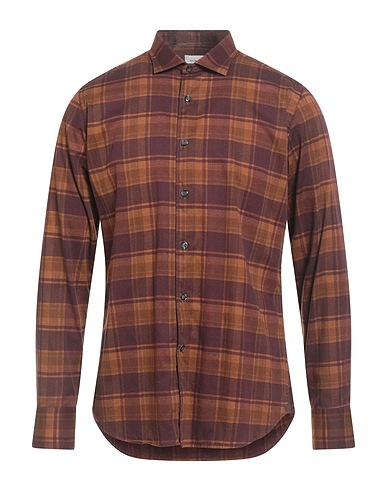 TINTORIA MATTEI 954 Camicia a quadri Marrone 100% Cotone
