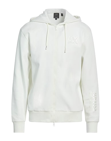 ARMANI EXCHANGE Hooded track jacket OFF WHITE 85% Cotton, 15% Polyester
