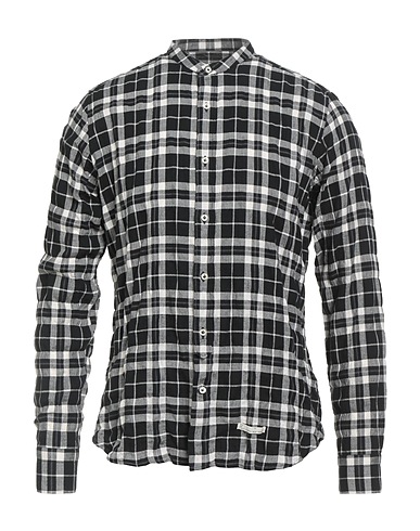 TINTORIA MATTEI 954 Checked shirt Black 99% Cotton, 1% Elastane