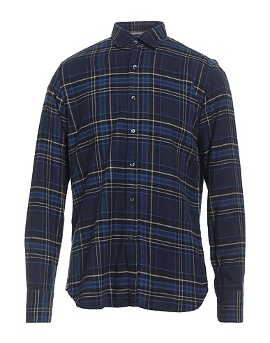 TINTORIA MATTEI 954 Kariertes Hemd Marineblau 52% Baumwolle, 48% Lyocell