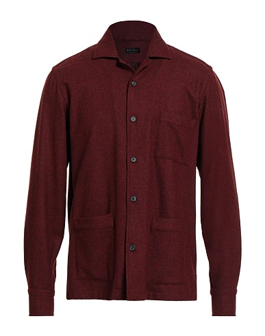 GAIOLA  Napoli Solid color shirt Burgundy 94% Virgin Wool, 6% Cashmere