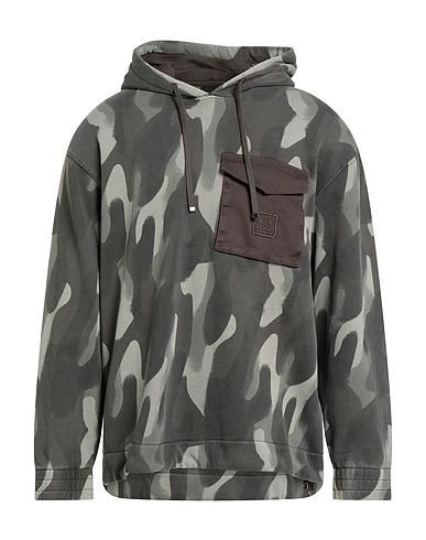 ARMANI EXCHANGE Hooded track jacket  Military green 100% Cotton
